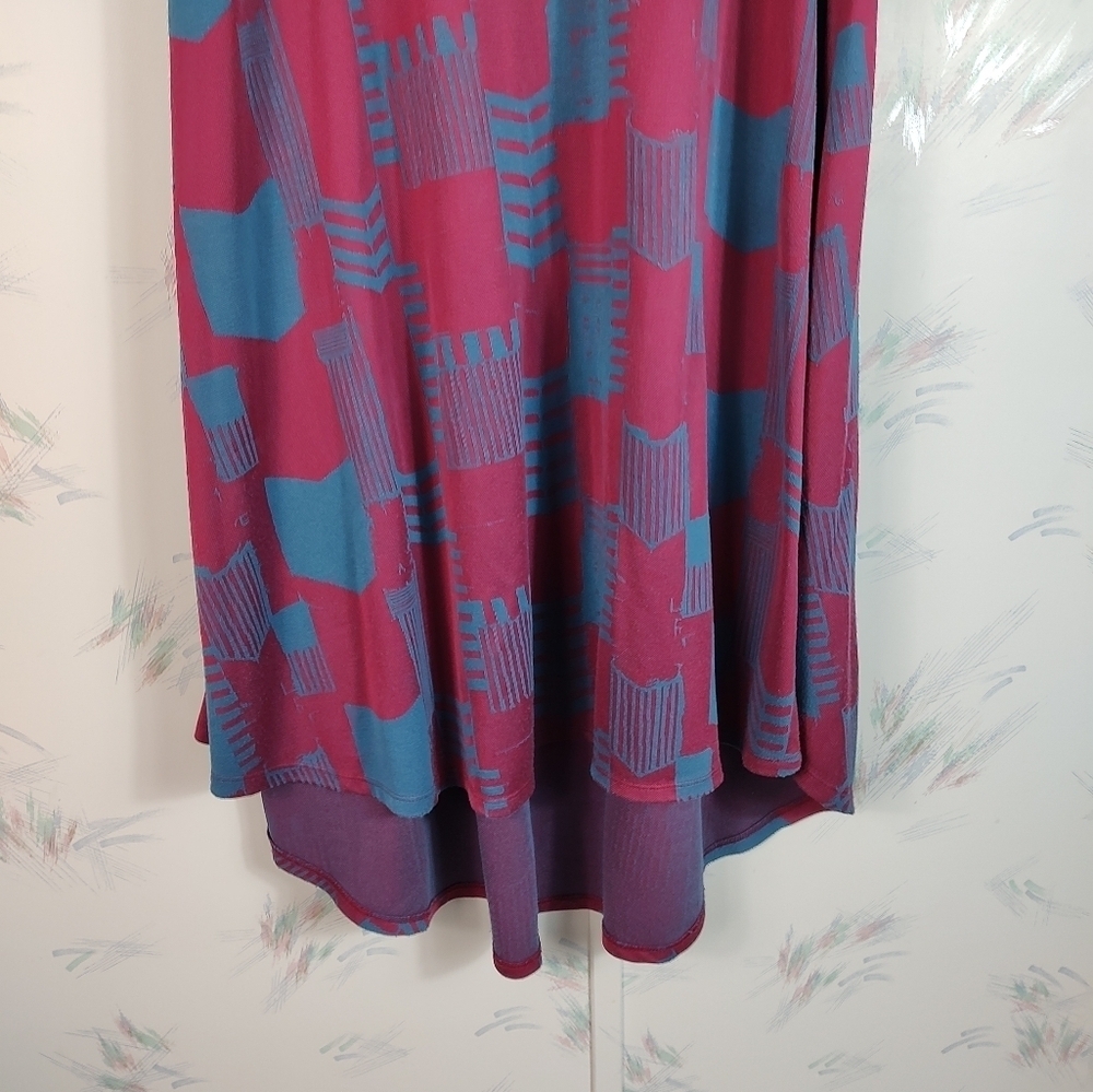 Lularoe Red Blue Checkered Print Midi Dress M - Picture 3 of 9